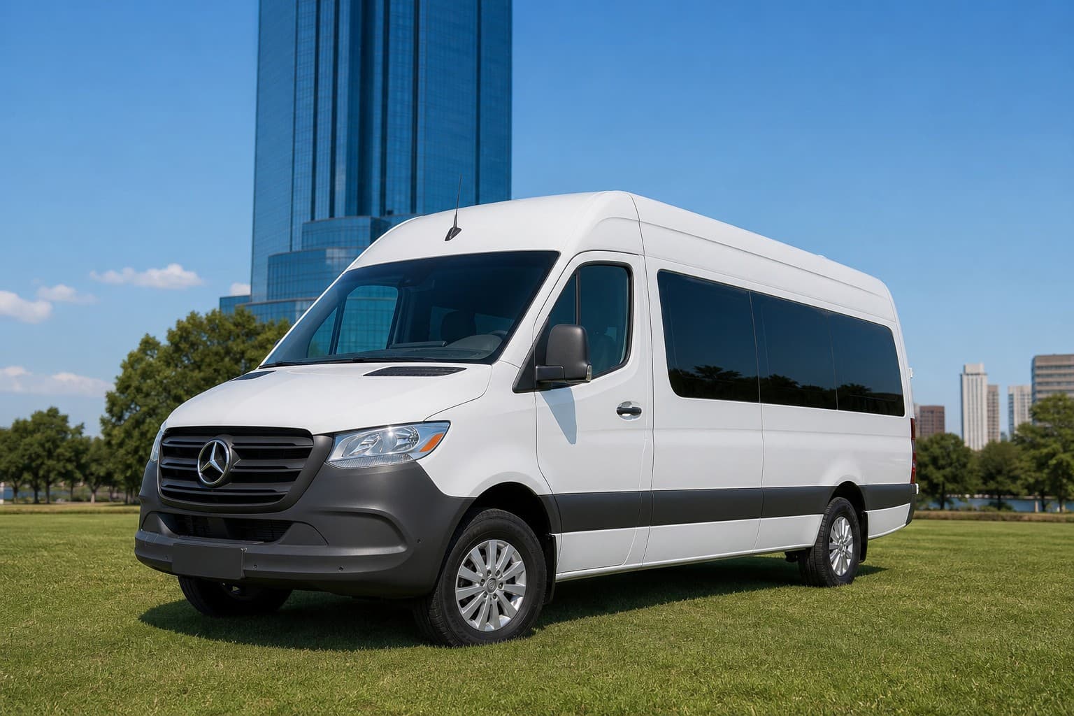 Weißer Mercedes-Benz Sprinter Minibus